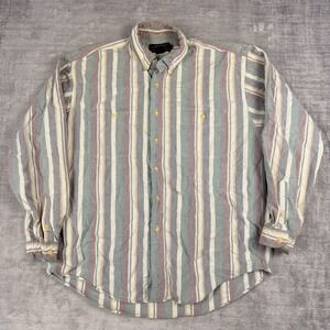 Eddie Bauer Shirt Mens XL Vtg Chamois Flannel Striped Button Up Made In USA
